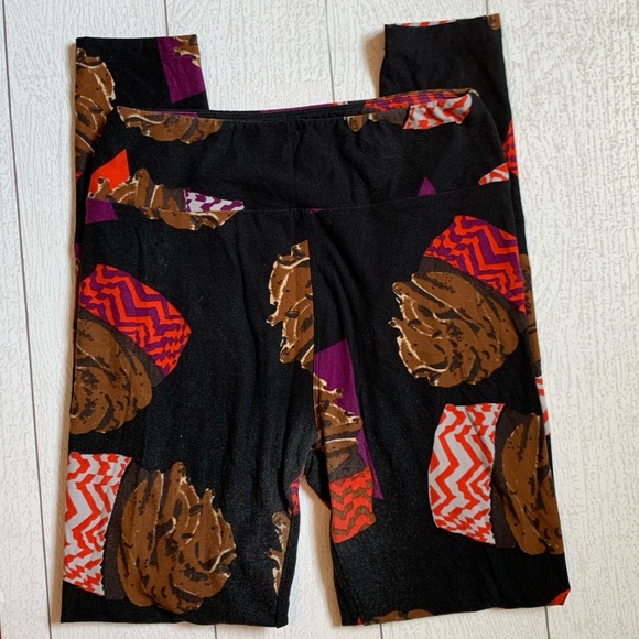 LulaRoe Chocolate Cupcake Leggings - One Size - Picture 1 of 5